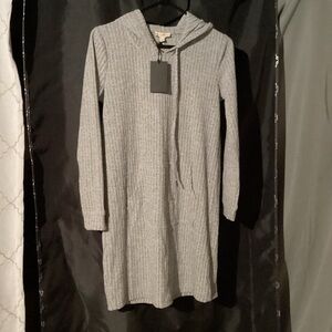 Gray Hooded Knit Dress